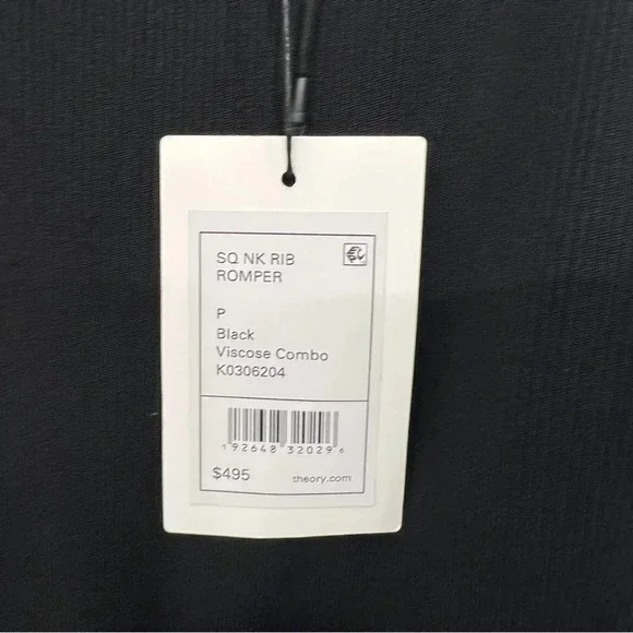 NWT $495 Theory Sleeveless Square Neck Jumpsuit Rib Romper Crepe Petite Black - Picture 7 of 11